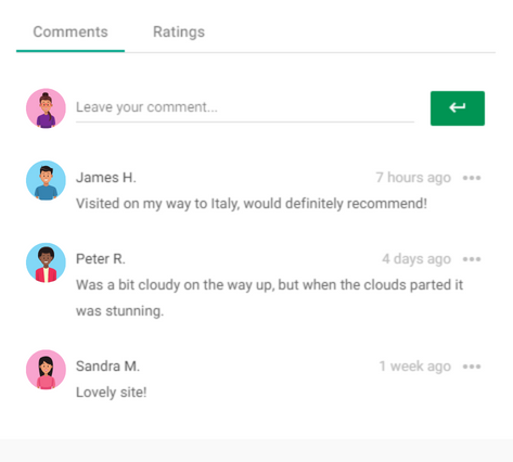 Comments feature on map